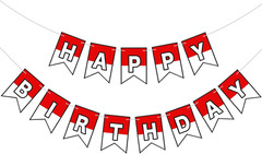 Red and White Cartoon Birthday Banner Cute Anime Theme Birthday Decorations Pape