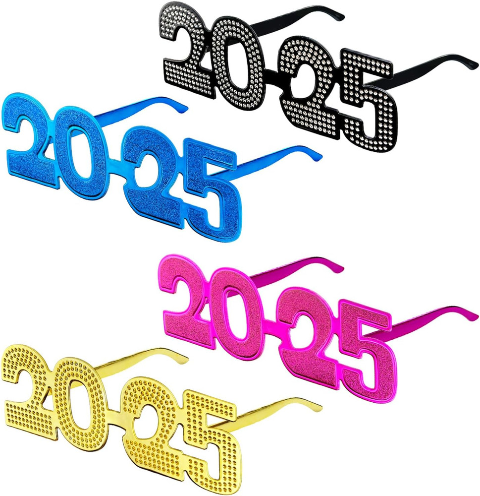 New Years Eve Party Supplies Decorations 2025-8PCS, NYE Glasses Party Favors