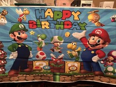 Super Mario Video Game Theme Party Decoration, 5×3 feet Happy Birthday Backdrop