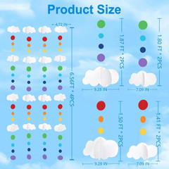 3D Cloud Decorations Rainbow Circle Dots Clouds Hanging Colorful Garland Streame