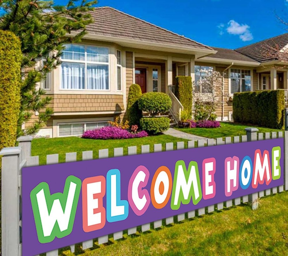 Welcome Home Banner Decoration Party Sign Polyester Weatherproof Large Vivid Col