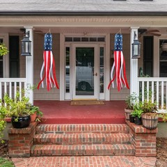 Densely Embroidered 40” American Flag Windsock for Independence Day Celebration