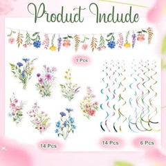 21 Pcs Wildflower Birthday Party Decorations Flower Banner Wildflower Garland