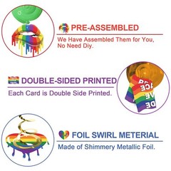 Gay Pride Hanging Swirls Decorations 35 Pcs Love is Love LGBT Rainbow Decor