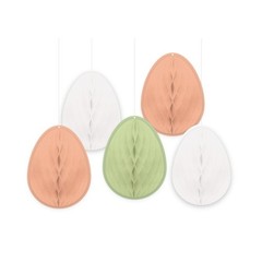 Pastel Easter Honeycomb Egg Decorations Hanging Spring Decor Pack of 5