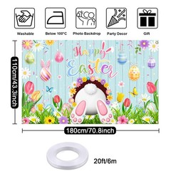 Happy Easter Banner Backdrop Blue Wooden Doors Easter Bunny Photo Backdrop Backg
