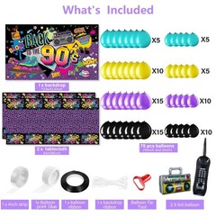Irenare 85 Pcs 80s 90s 50s Party Decorations 90’s Party Bundle Includes Infla…