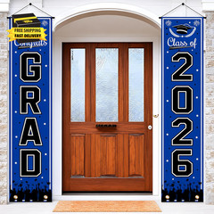 Graduation Decorations 2026 – Blue Congrats Grad Porch Banner for Graduation Par