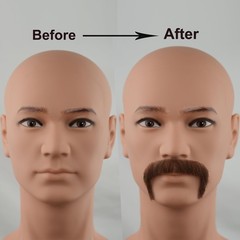 Brown Realistic False Facial Hair Human Hair Lace Mustache Fake Beard for Men…