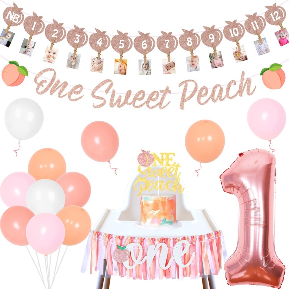 One Sweet Peach Birthday Decorations, 1st Peach Birthday Decorations Peach Pi…