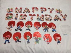 Mario Bros. Birthday Banner Swirl Decorations for Super Mario Themed Party
