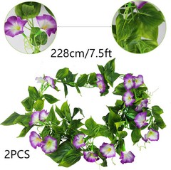 CISDUEO 2 Pcs Artificial Vines Silk Morning Glory for Outdoor Purple