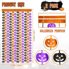 Halloween Party Decorations,2 Pack Orange Purple Black Pumpkin Metallic Foil Fri