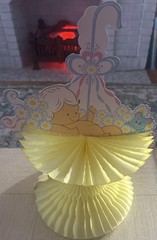 Vintage Baby Shower Decorations Honeycomb Umbrella Yellow Pink Blue