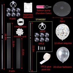 4 Silver Balloon Stand Centerpiece Table Decorations for 25th Wedding Anniver…