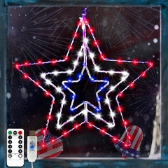 Elegant Iron Frame Star Lights with Timer – Perfect for Patriotic Celebrations