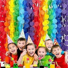 205Ft Rainbow Party Decorations Big Polka Dots Tissue Paper Backdrop Streamer