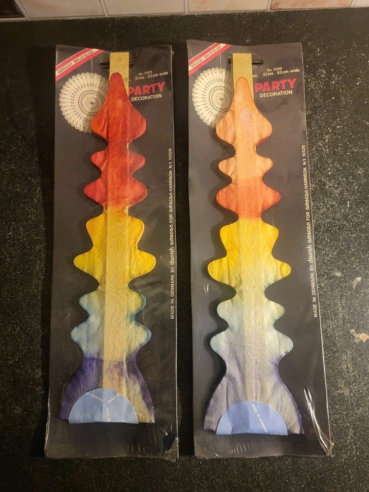 2 Vtg Amscan Multicolor Party Decoration Honeycomb Style Ball New/Sealed 21″