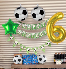 Soccer Balloons 6Th Birthday Decorations for Boys, 40 Inch Big Gold Balloon Numb
