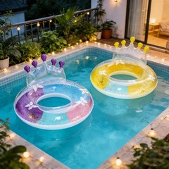 2PCS 30IN Inflatable Swim Tube Raft with Summer Fruits Painting,Pool for Swim…