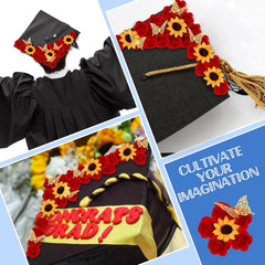 30 Pcs DIY Graduation Cap Decorations Kit Included 3D Butterfly Faux Assorted Fl