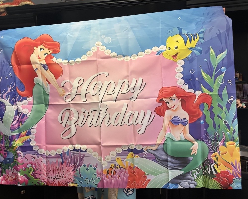 Mermaid Theme A 3×5 Ft Banner Happy Birthday