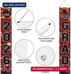 Graduation Decorations 2026 Grad Porch Banner for Any Schools or Grades Graduati