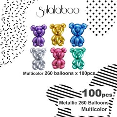 Metallic 260 Balloons 100PCS Multicolored Latex Long Shiny Balloon to Twistin…