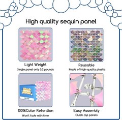 COKAOBE 24 Pcs Iridescent Pink Rainbow Shimmer Wall Backdrop