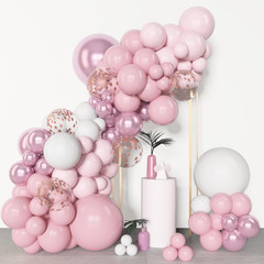 153pcs Pink White Balloons Arch Garland Kit, Different Sizes 18 12 10 5inch Past