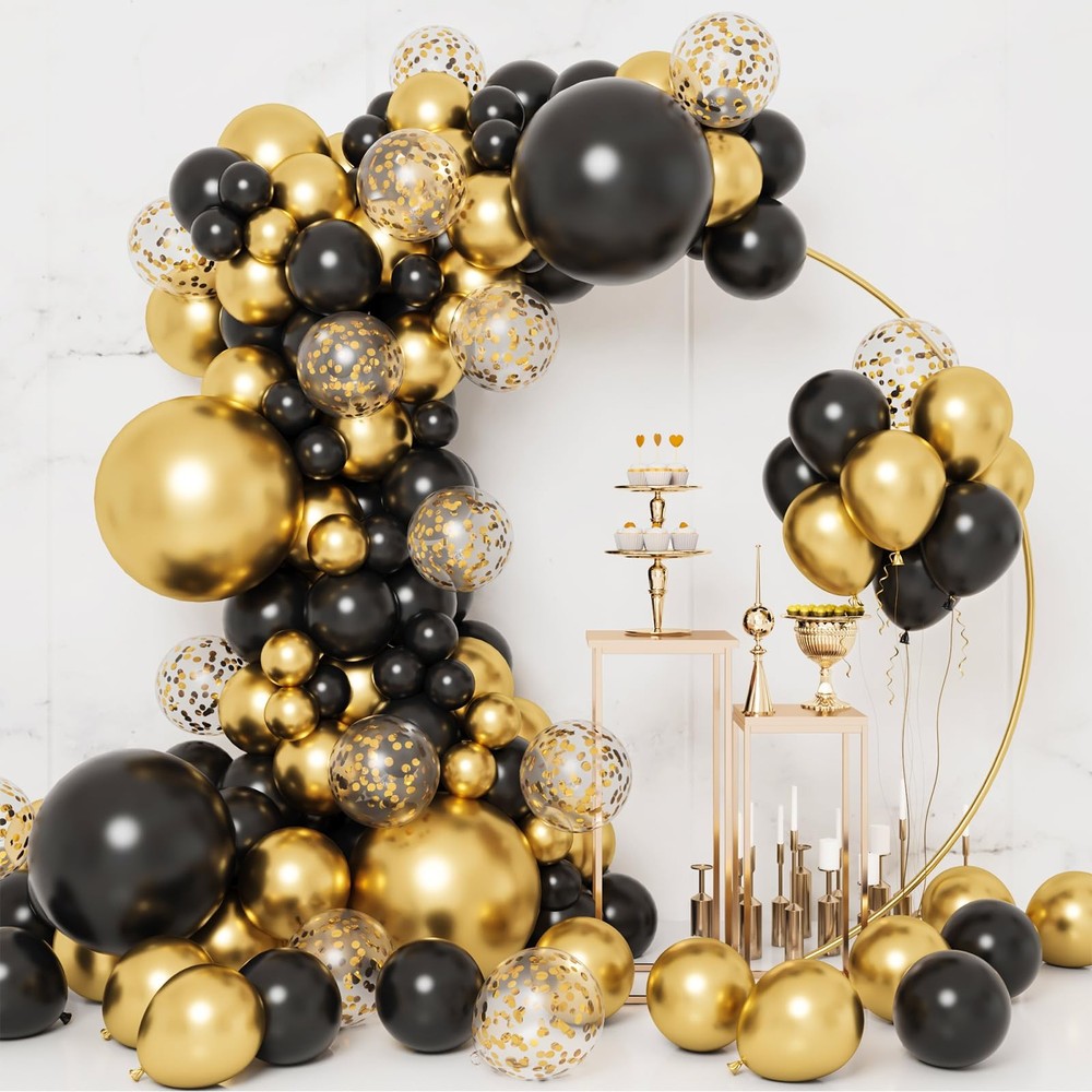 Black and Gold Balloons, 2026 Graduation Decorations 130pcs Black Metal Gold …