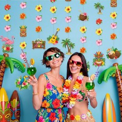 8 Pcs Hawaiian Luau Party Hanging Decorations Multicolor Tropical Decor Set