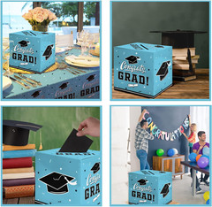 Graduation Party Decorations Box Card for Gift Favors Decor Supplies – Sky Blue