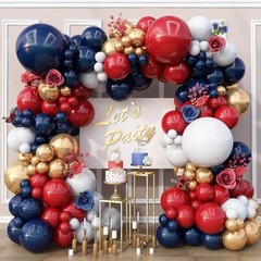 Red White Blue Balloons Arch Double Stuffed Navy Dark Ruby Garland 4th July