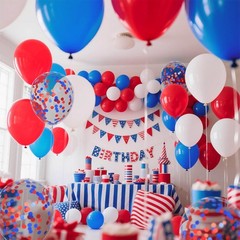 Red White Blue Latex Balloons 68 Pack, 12 Inch Patriotic Balloons with Confet…
