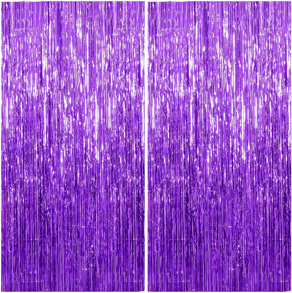 2 Pack Fringe Curtains Foil Shiny Fringe Backdrop Tinsel Door Streamers Foil …
