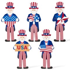 Uncle Sam Wooden Decoration – 5Pcs High Quality Wood Self Standing Patriotic …