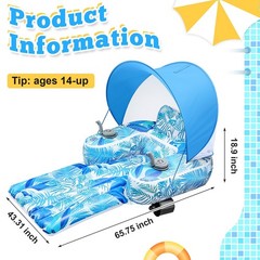Motorized Inflatable Pool Float with Canopy & Cup Holders for Adults