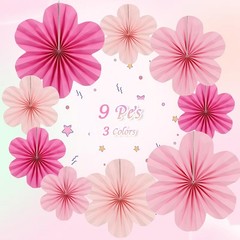 Paper Flowers Decorations Spring Summer Party Floral Backdrop Decor Pink 9 PCS