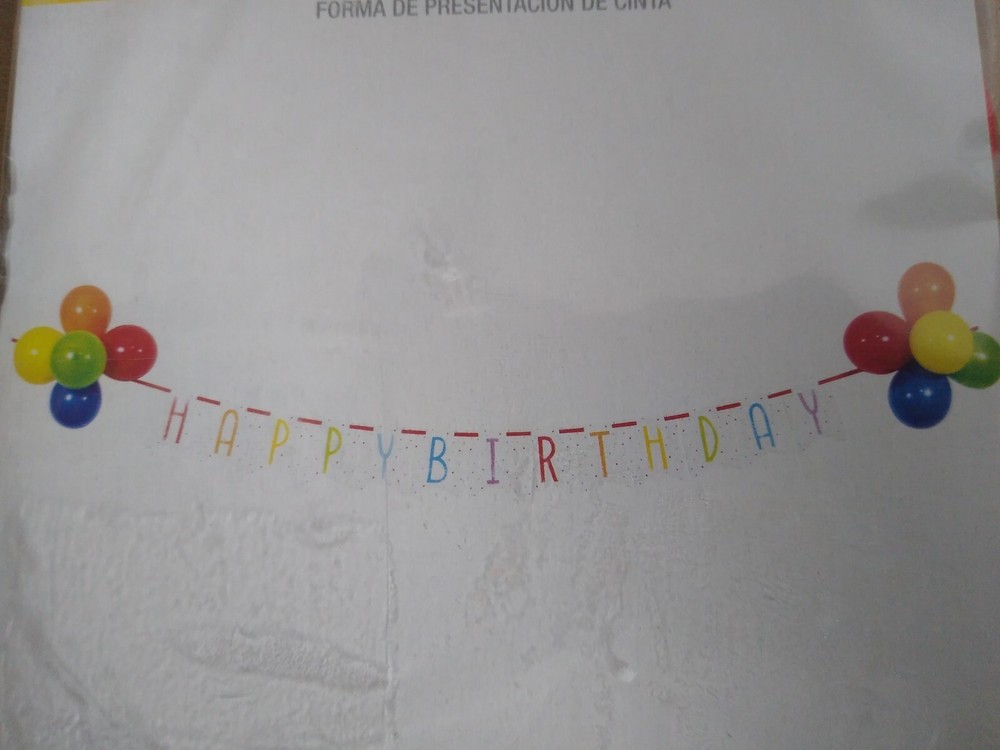 6in.x 105in. Happy Birthday Ribbon Banner +10 Multicolored Latex Balloons