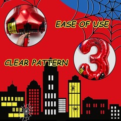 40 Inch Spider Number Balloons Red, Classic Digits 0 to 9, Foil Party Decor