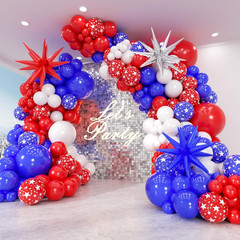 Red White and Blue Balloon Garland Arch Kit 155Pcs with Star, Different Size Red