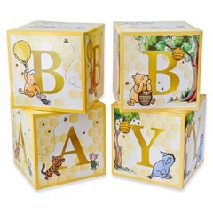 Winnie the Pooh Baby Shower Block Boxes – 4pc BABY Letter Stacking Decor Blocks