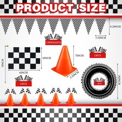 Cindeer 30 Pcs Racing Car Party Decorations 8 Ft Running Mat 16 Ft Long Pennant