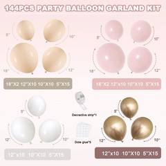 Dusty Pink White Nude Balloon Arch Kit, Pink and Gold Balloons With Light Pin…