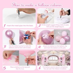 Pink and White Balloon Column Stand Kit of 2 with Balloons