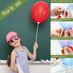 Upgraded Version 100 Pieces White Plastic Balloon Sticks Holders and Cups for Ch