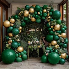 Emerald Green Gold Balloons Garland Double Dark Green Gold Balloons Hunter Fo…