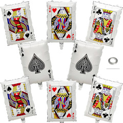 8 Pcs Playing Card Casino Balloons, Poker Card Foil Balloons for Casino Theme Pa