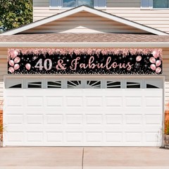 Rose Gold 40th Birthday Banner Party Decorations for Women 40 and Fabulous Ha…